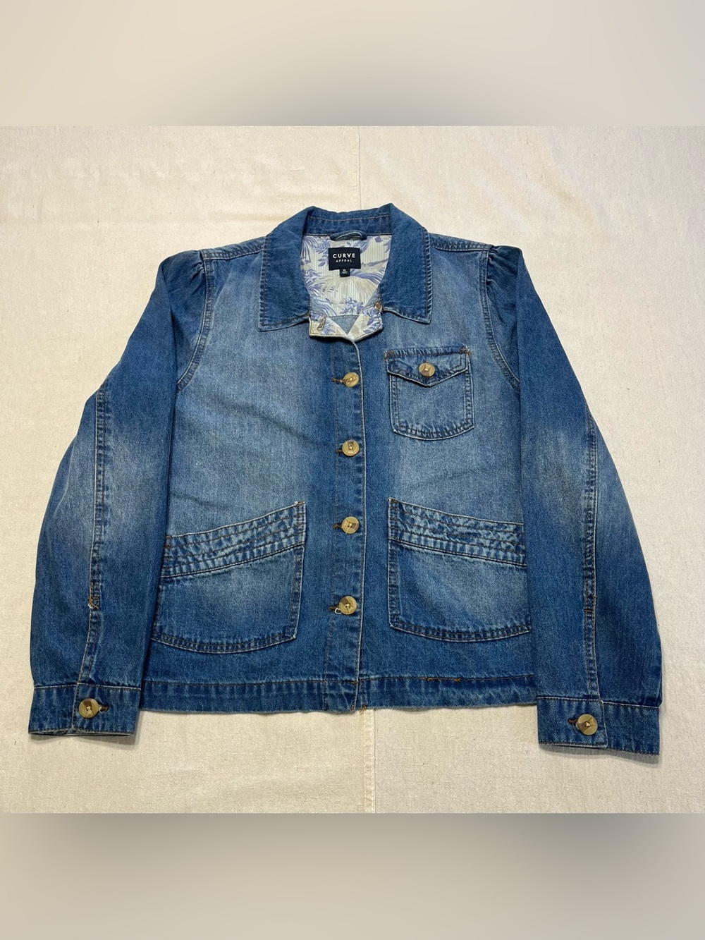 Curve Appeal Button-Front Denim Jacket - Ladies XL